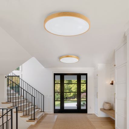 Brilagi - Plafonieră LED dimabilă GLASS POOL DOUBLE LED/80W/230V 3000-6000K 60 cm decor lemn + telecomandă