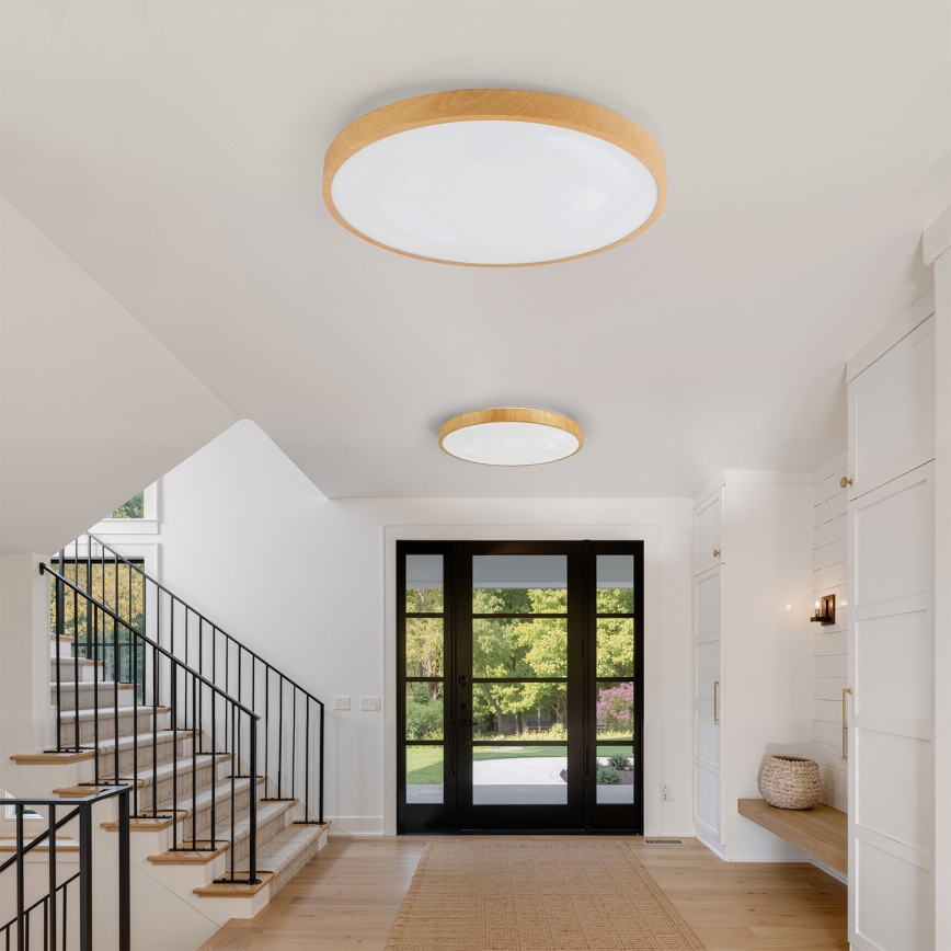 Brilagi - Plafonieră LED dimabilă GLASS POOL DOUBLE LED/80W/230V 3000-6000K 60 cm decor lemn + telecomandă