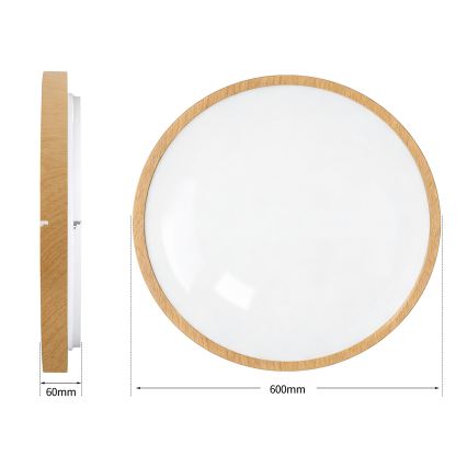 Brilagi - Plafonieră LED dimabilă GLASS POOL DOUBLE LED/80W/230V 3000-6000K 60 cm decor lemn + telecomandă