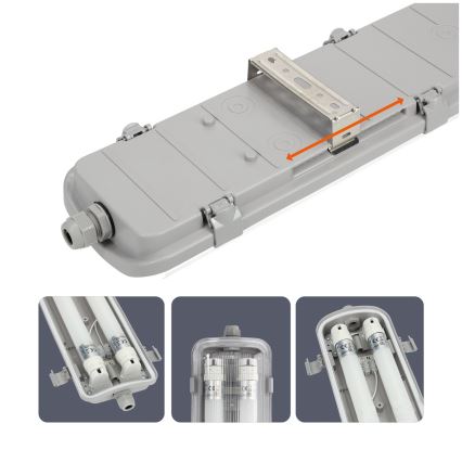 Corp de iluminat LED fluorescent industrial Brilagi OPTIMA T8 2xG13/18W/230V 4000K IP65 128 cm