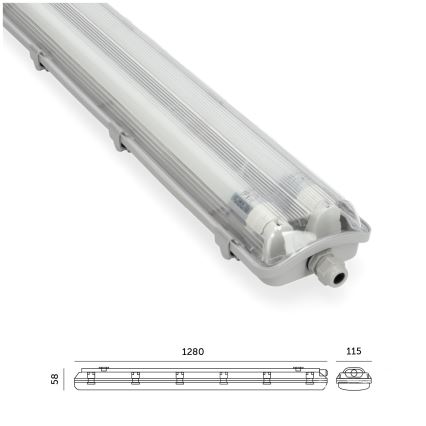 Corp de iluminat LED fluorescent industrial Brilagi OPTIMA T8 2xG13/18W/230V 4000K IP65 128 cm