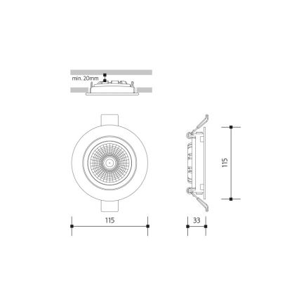 Corp de iluminat LED încastrat LED/18W/230V 3000K d. 11,5 cm negru