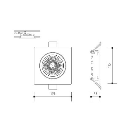 Corp de iluminat LED încastrat LED/18W/230V 4000K 11,5x11,5 cm negru