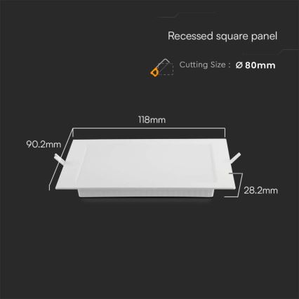 Corp de iluminat LED încastrat LED/3W/230V 9x9 cm 4000K alb