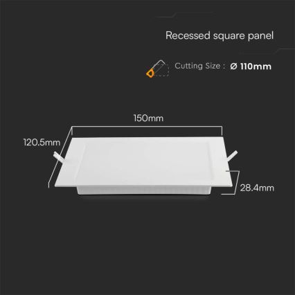 Corp de iluminat LED încastrat LED/6W/230V 12x12 cm 4000K alb
