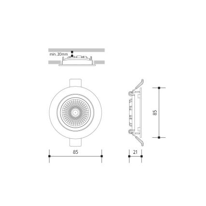 Corp de iluminat LED încastrat LED/6W/230V 4000K d. 8,5 cm negru