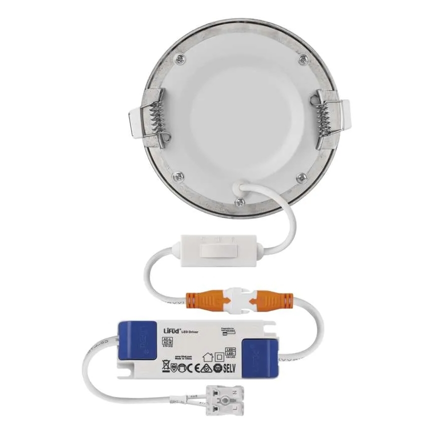Corp de iluminat LED încastrat NEXXO, 7 W, 230 V, 3000/3500/4000 K, argintiu, Ø 12 cm