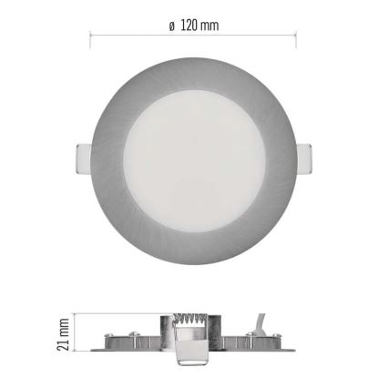 Corp de iluminat LED încastrat NEXXO, 7 W, 230 V, 3000/3500/4000 K, argintiu, Ø 12 cm