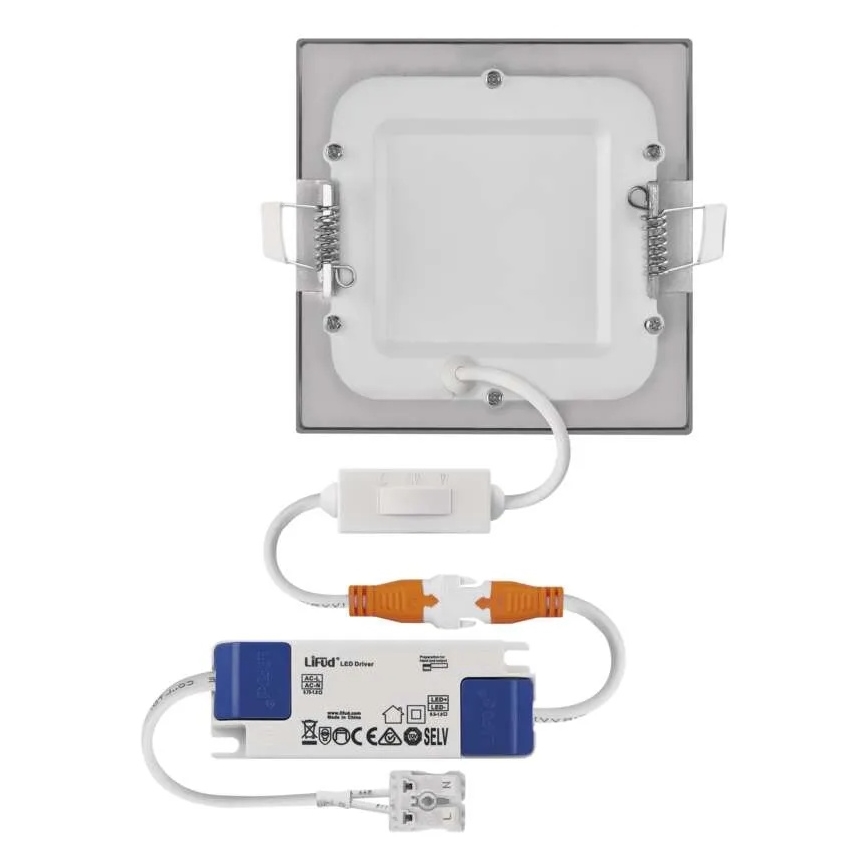 Corp de iluminat LED încastrat NEXXO, 7W, 230V, 3000/3500/4000K, argintiu, 12x12 cm