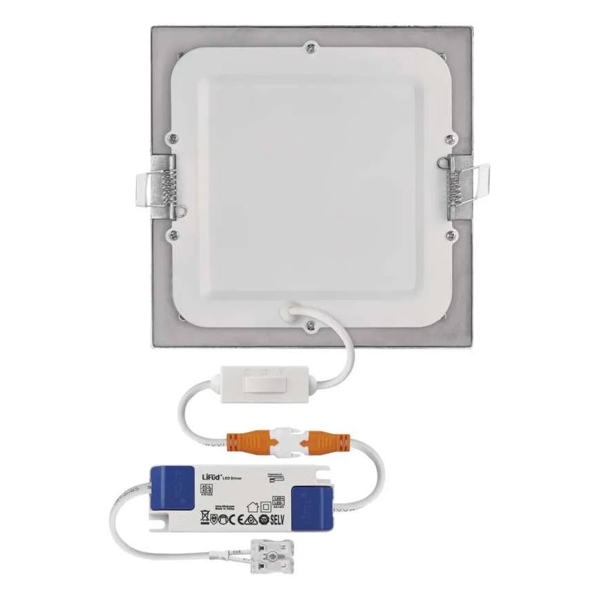 Corp de iluminat LED încastrat NEXXO LED/12,5W/230V 3000/3500/4000K argintiu 17x17 cm