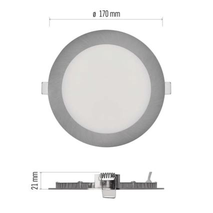 Corp de iluminat LED încastrat NEXXO LED/12,5W/230V 3000/3500/4000K argintiu Ø 17 cm