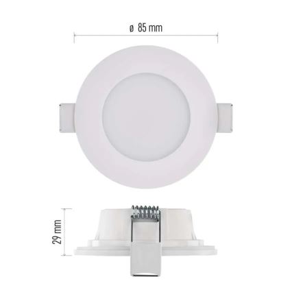 Corp de iluminat LED încastrat pentru baie LORI LED/4,5W/230V IP65 2700/4000K d. 8,5 cm alb