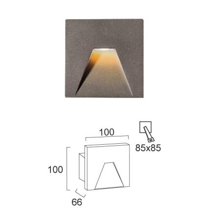 Corp de iluminat LED încastrat pentru exterior SPACE, 4W, 230V, IP65, gri