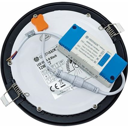 Corp de iluminat LED încastrat VEGA LED/12W/230V 2900/3900/5800K d. 17,5 cm negru