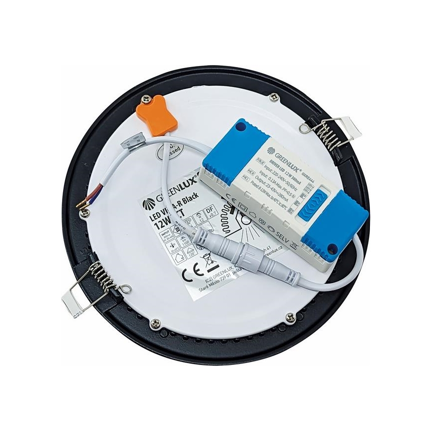 Corp de iluminat LED încastrat VEGA LED/12W/230V 2900/3900/5800K d. 17,5 cm negru