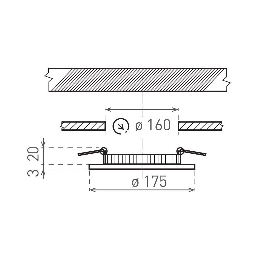 Corp de iluminat LED încastrat VEGA LED/12W/230V 2900/3900/5800K d. 17,5 cm negru