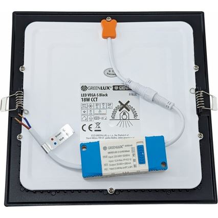 Corp de iluminat LED încastrat VEGA LED/18W/230V 2900/3900/5800K 22,5x22,5 cm negru