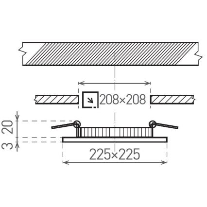 Corp de iluminat LED încastrat VEGA LED/18W/230V 2900/3900/5800K 22,5x22,5 cm negru