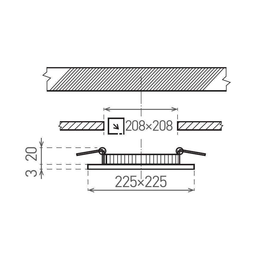 Corp de iluminat LED încastrat VEGA LED/18W/230V 2900/3900/5800K 22,5x22,5 cm negru