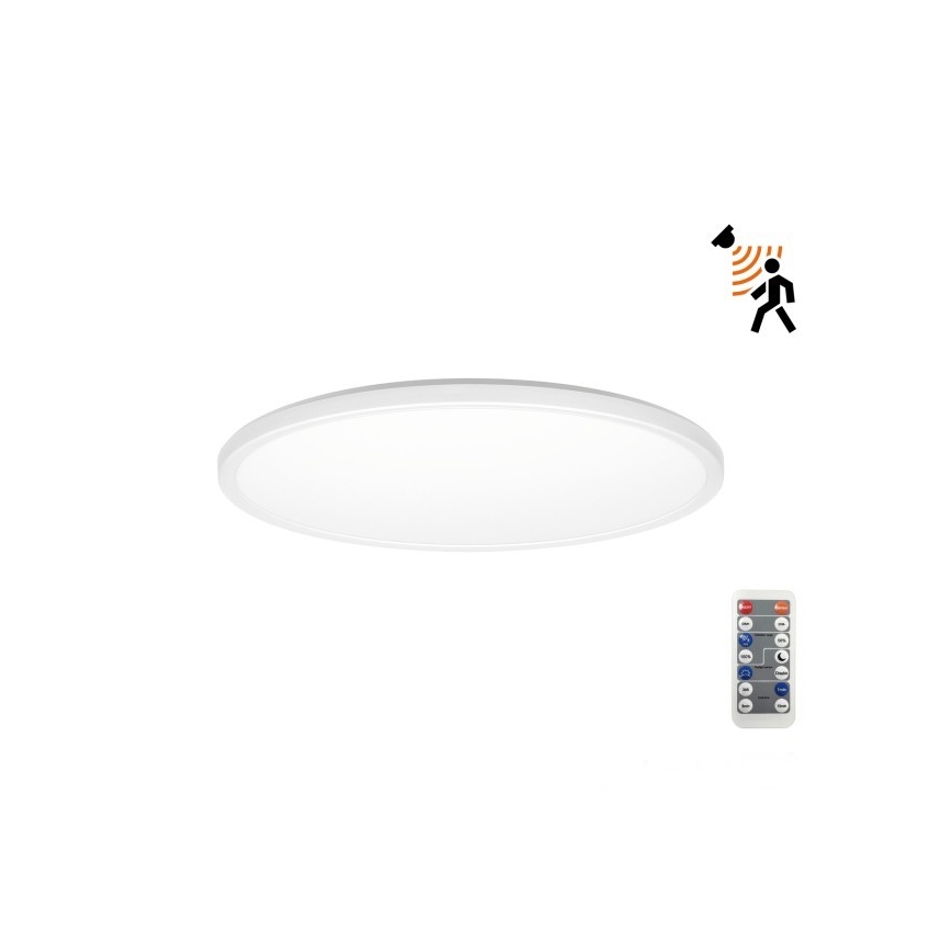 Lampă LED de baie NIVERA, cu senzor de mișcare și senzor crepuscular, 12W, 230V, IP54, 3000/4000/6000K, Ø 22,5 cm, albă + telecomandă