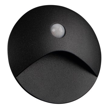 Corp de iluminat LED pentru scări cu senzor de mișcare și de crepuscul EXIN LED/2,5W/230V 4000K IP65 negru rotund