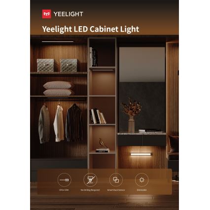 Corp de iluminat LED dimabil reîncărcabil cu senzor pentru corpuri de mobilier Yeelight LED/2,4W/2200 mAh 4000K 60 cm negru