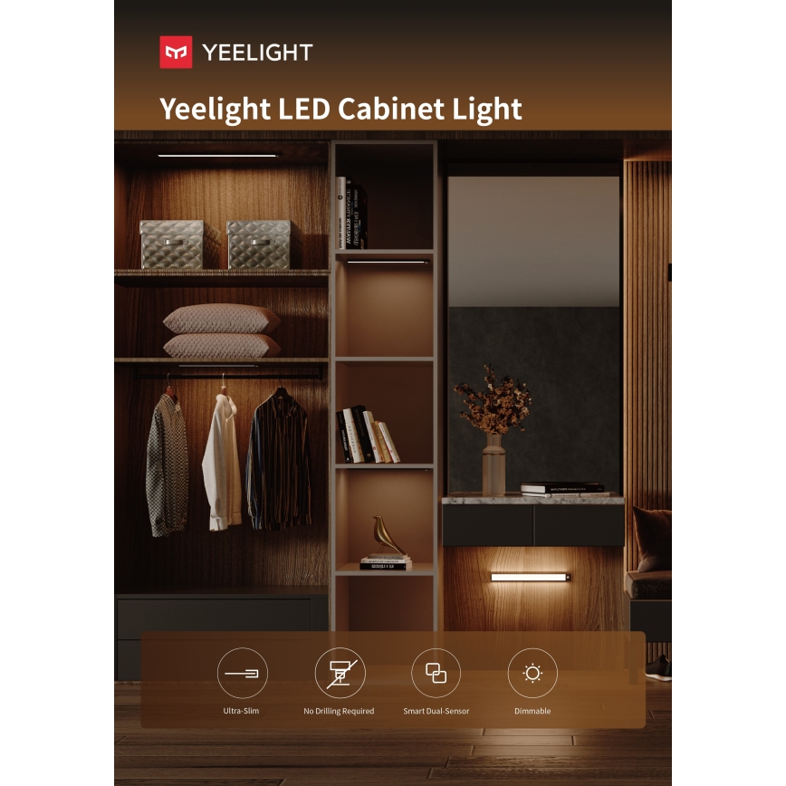 Corp de iluminat LED dimabil reîncărcabil cu senzor pentru corpuri de mobilier Yeelight LED/2,4W/2200 mAh 4000K 60 cm argintiu