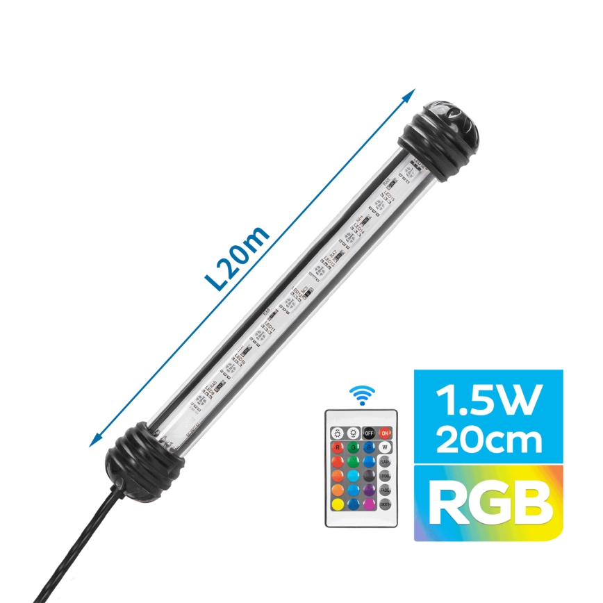 Corp de iluminat LED RGB pentru acvariu Nobleza LED/1,5W/230V IPX7 + telecomandă