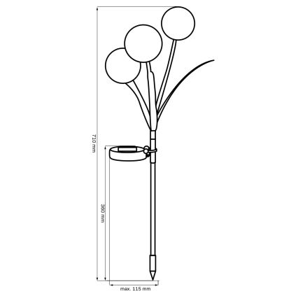 Corp de iluminat LED RGB solar ALLIUM LED/1,2V 6500 600 mAh IP44 negru