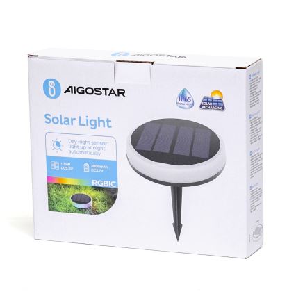 Corp de iluminat LED RGBIC solar Aigostar LED/0,6W/3,7V IP65 2000 mAh