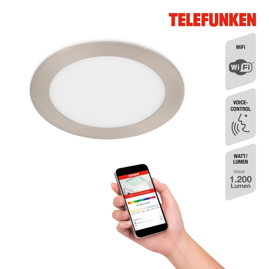 Corp de iluminat LED RGBW dimabil încastrat pentru baie Telefunken 309402TF LED/12W/230V 2700-6500K IP23 Wi-Fi Tuya