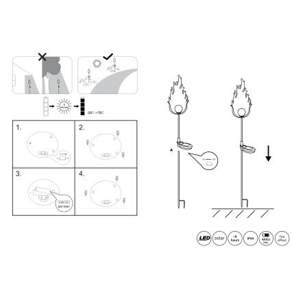 Corp de iluminat LED solar LED/0,04W/3V IP44 Globo