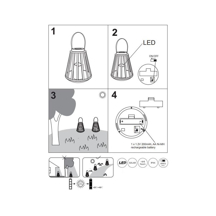 Corp de iluminat LED solar LED/0,06W/3V 3200K IP44 Globo