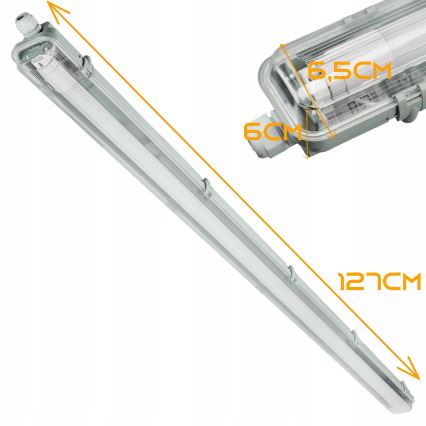 Corp de iluminat LED tehnic fluorescent T8, 1x soclu G13, 20W, 230V, 4000K, 120 cm, IP65, alb