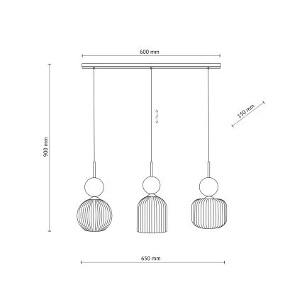 Corp de iluminat suspendat pe cablu SOPHIA 3xE14/10W/230V negru/verde/bej fumuriu