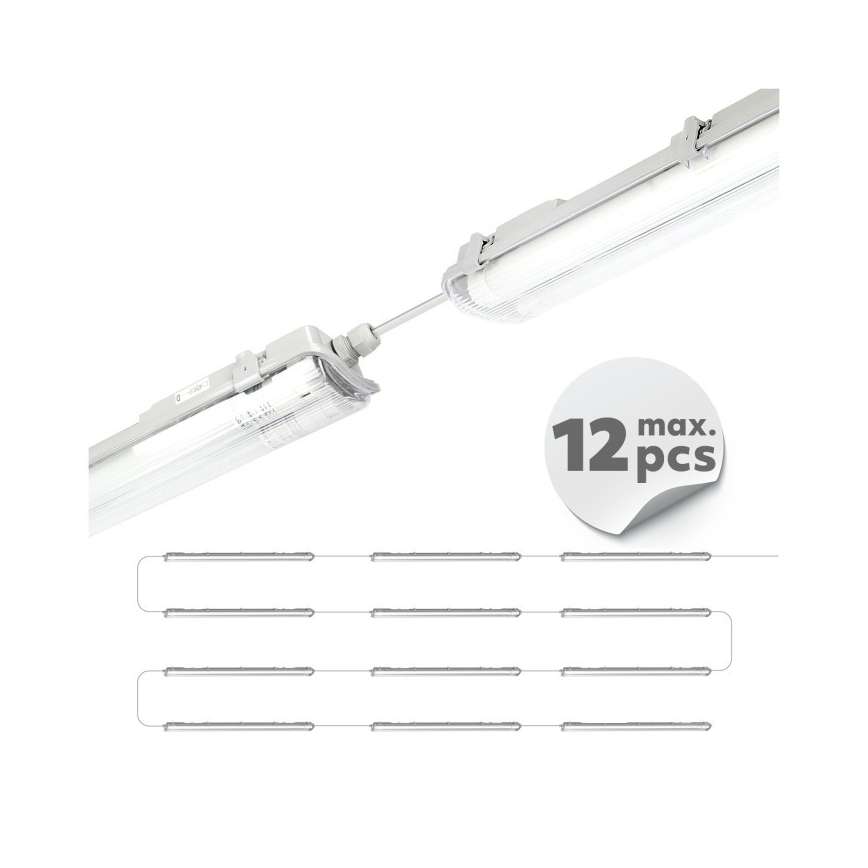 Corp de iluminat tehnic LED pentru tuburi T8, 2xG13/18W, 230V, 5000K, IP65, 127 cm