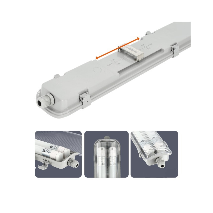 Corp de iluminat tehnic LED pentru tuburi T8, 2xG13/18W, 230V, 5000K, IP65, 127 cm