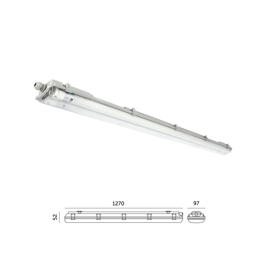 Corp de iluminat tehnic LED pentru tuburi T8, 2xG13/18W, 230V, 5000K, IP65, 127 cm
