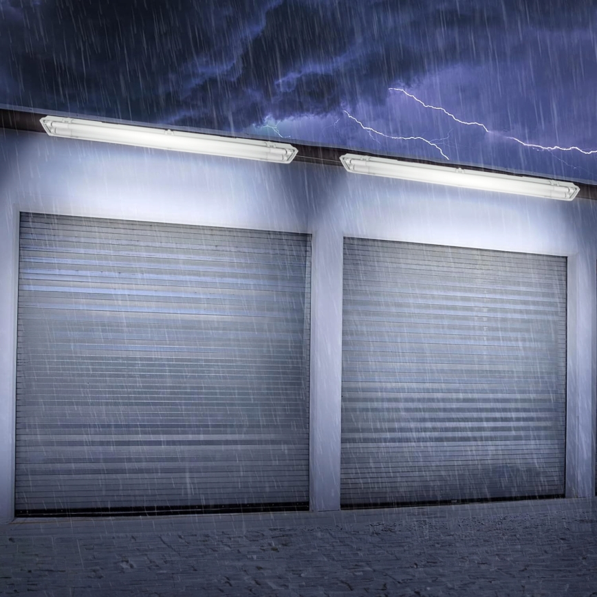 Corp de iluminat tehnic LED T8, 2 x soclu G13, 20 W, 230 V, 6500 K, 120 cm, IP65, alb