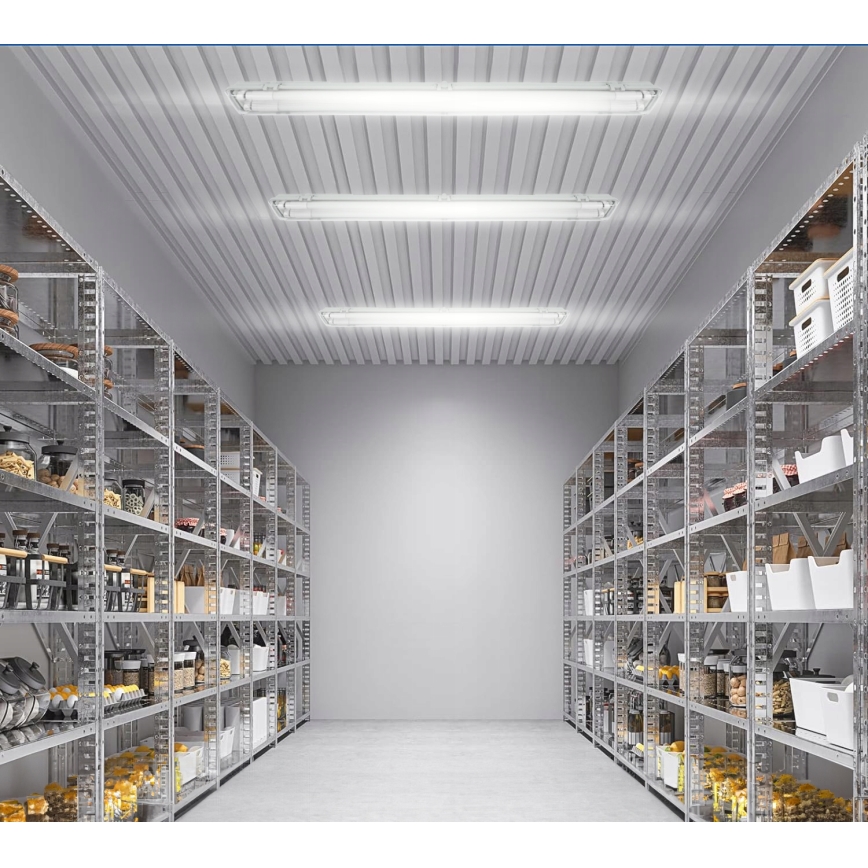 Corp de iluminat tehnic LED T8, 2 x soclu G13, 20 W, 230 V, 6500 K, 120 cm, IP65, alb