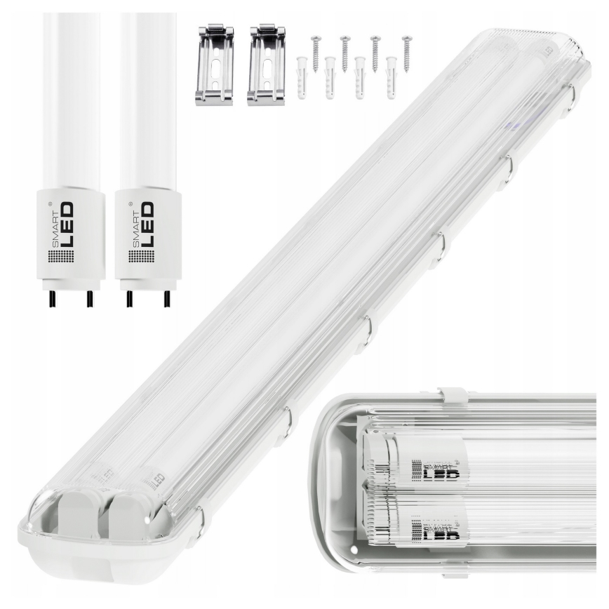 Corp de iluminat tehnic LED T8, 2 x soclu G13, 20 W, 230 V, 6500 K, 120 cm, IP65, alb