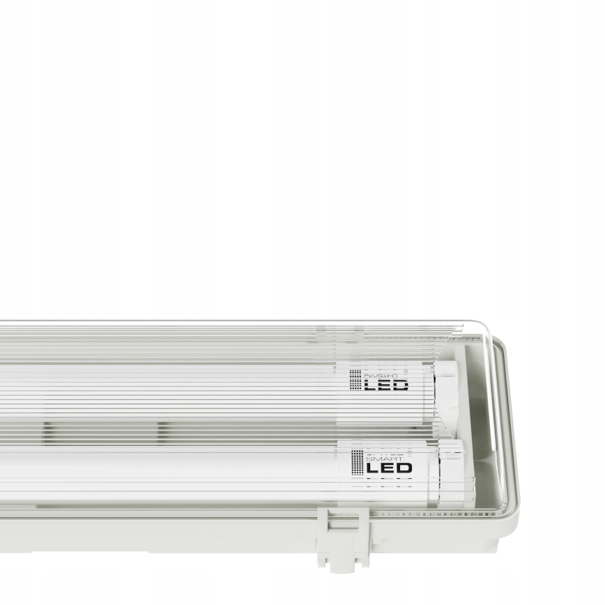 Corp de iluminat tehnic LED T8, 2 x soclu G13, 20 W, 230 V, 6500 K, 120 cm, IP65, alb