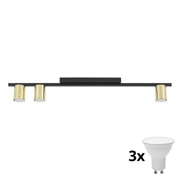 Corp de iluminat tip spot LED LOGAN 3xGU10/10W/230V negru/auriu
