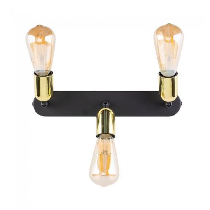 Corp de iluminat tip spot TOP, 3 x E27, 15W, 230V, negru/auriu