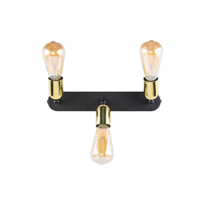 Corp de iluminat tip spot TOP, 3 x E27, 15W, 230V, negru/auriu