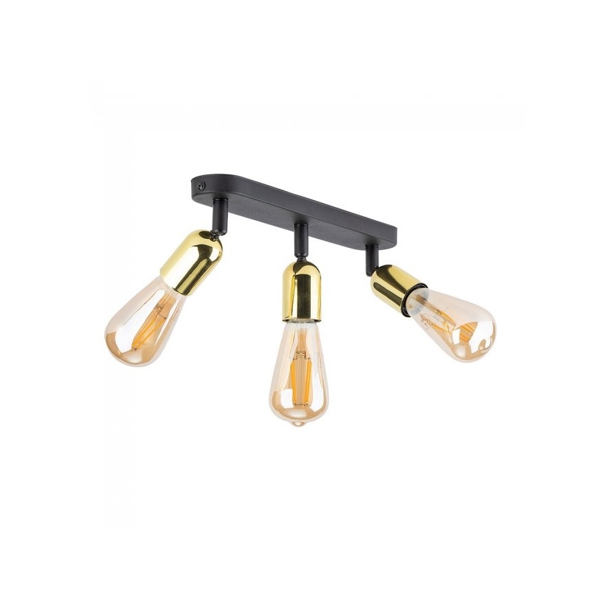 Corp de iluminat tip spot TOP, 3 x E27, 15W, 230V, negru/auriu