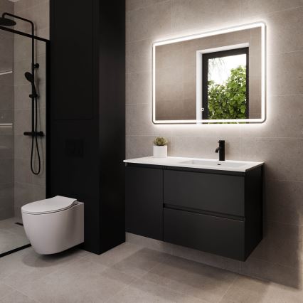Corp pentru baie cu lavoar HELSINKI 95 cm, versiune dreaptă, negru