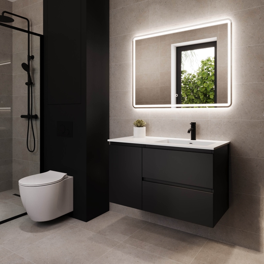 Corp pentru baie cu lavoar HELSINKI 95 cm, versiune dreaptă, negru