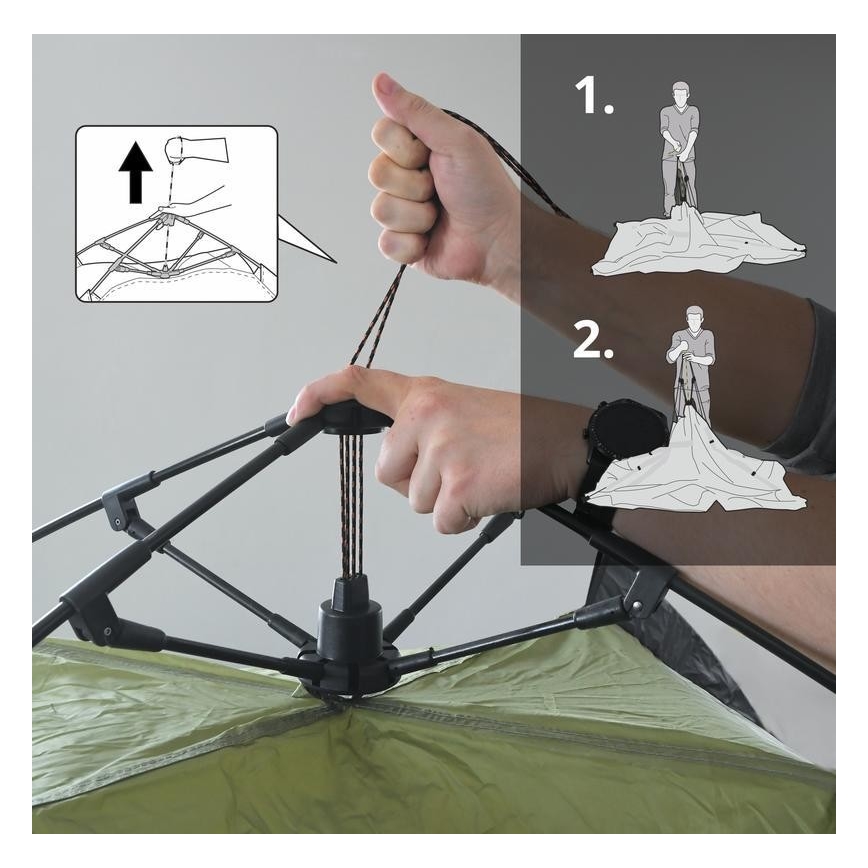 Cort cu montare rapidă pentru 3-4 persoane PU 3000 mm verde