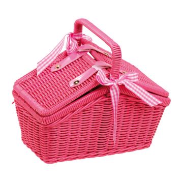 Coș de picnic cu articole de masă roz Small Foot